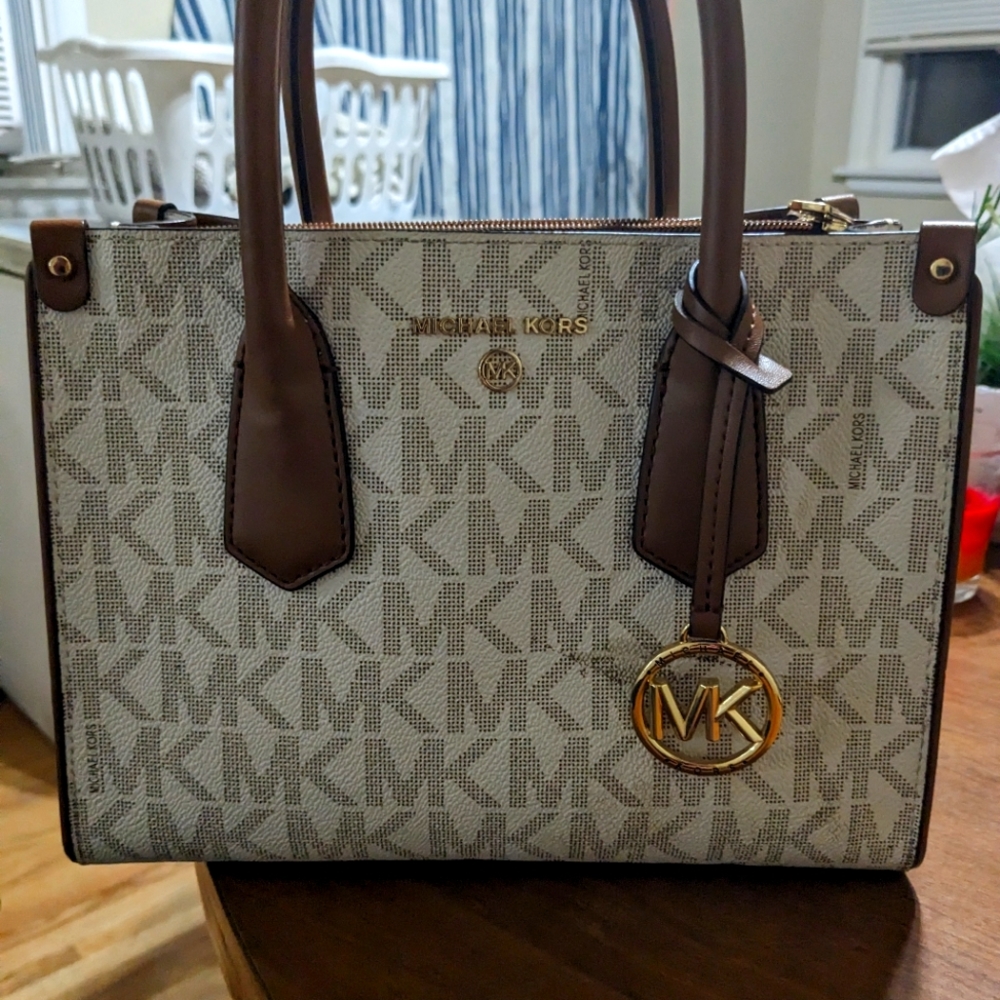 Michael Kors Purse White Shoulder Bag MK logo